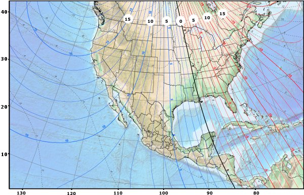 U.S. magnetic declination map