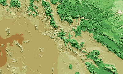 shaded relief topographic map